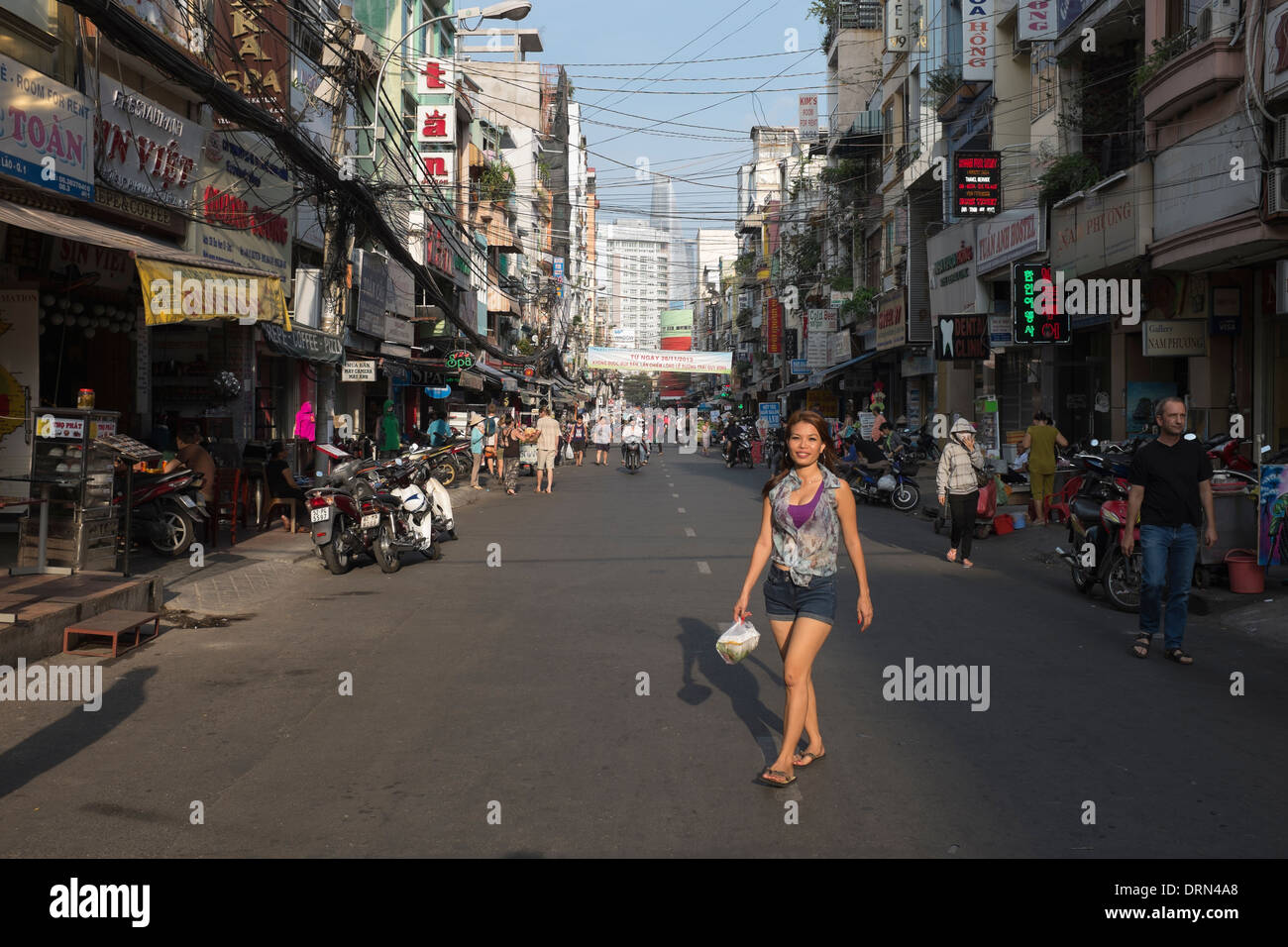 Bui Vien Street Phạm Ngũ Lão ème arrondissement Ho Chi Minh City Banque D'Images