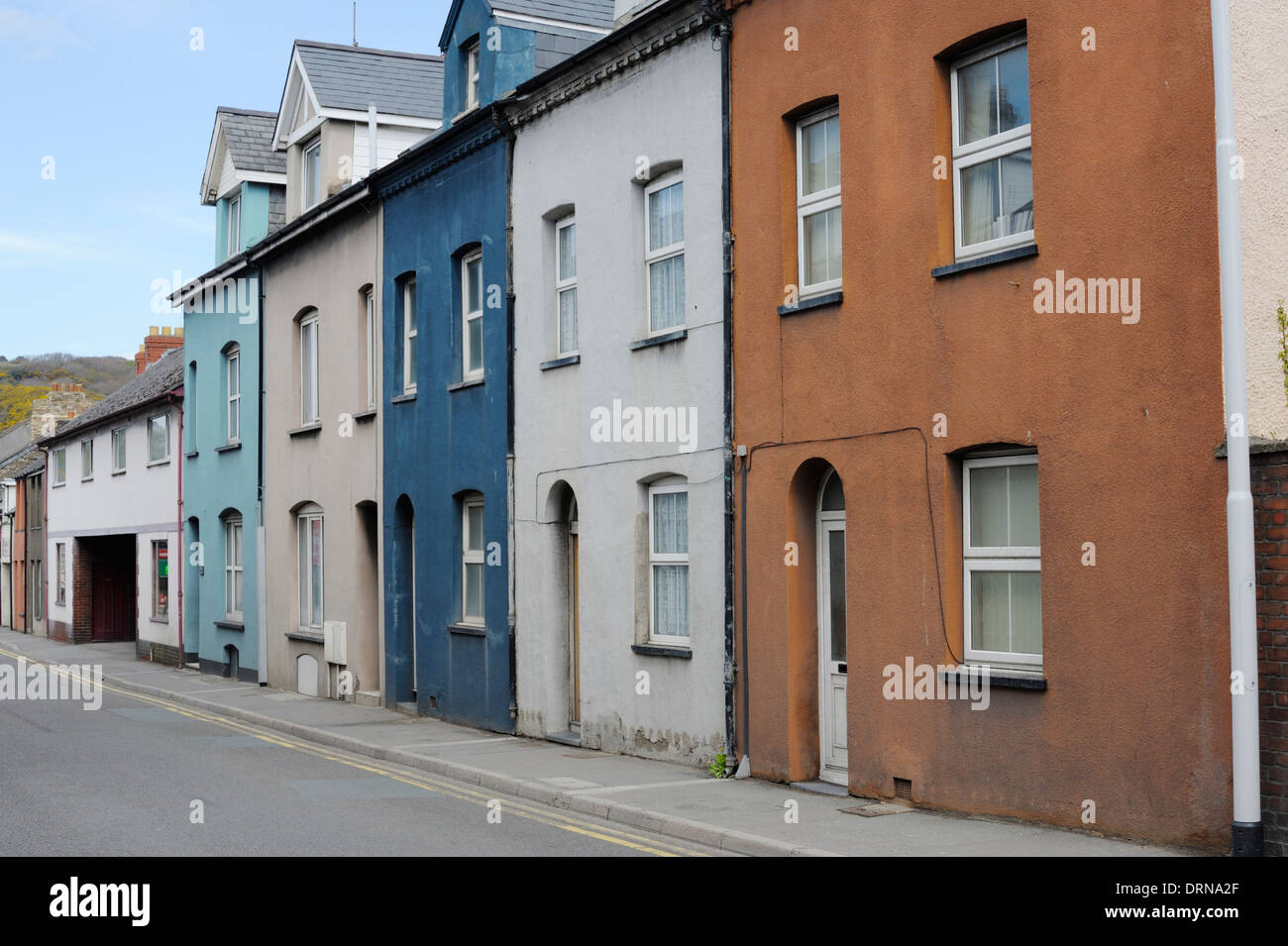 L'habitation mitoyenne, Rue Mill, Aberystwyth, Pays de Galles, Royaume-Uni Banque D'Images