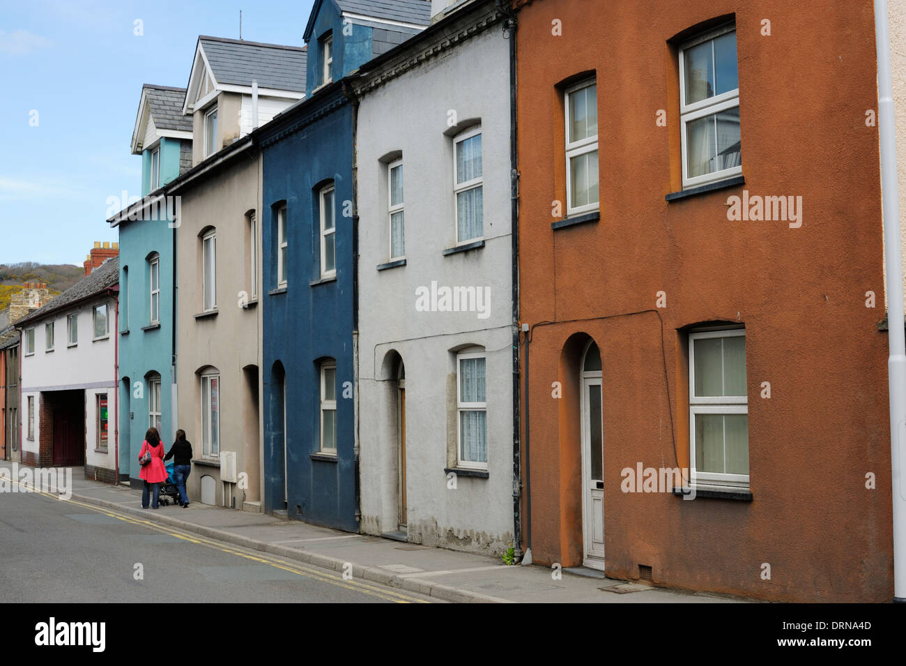 L'habitation mitoyenne, Rue Mill, Aberystwyth, Pays de Galles, Royaume-Uni Banque D'Images