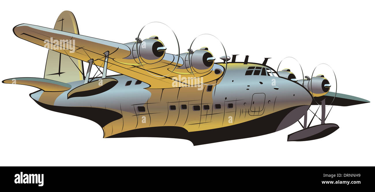 Retro cartoon seaplane Banque D'Images