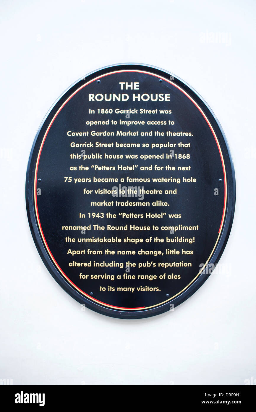 La maison ronde pub, 1 Garrick Street, Covent Garden, Londres, Royaume-Uni.  Signe de mur extérieur Photo Stock - Alamy