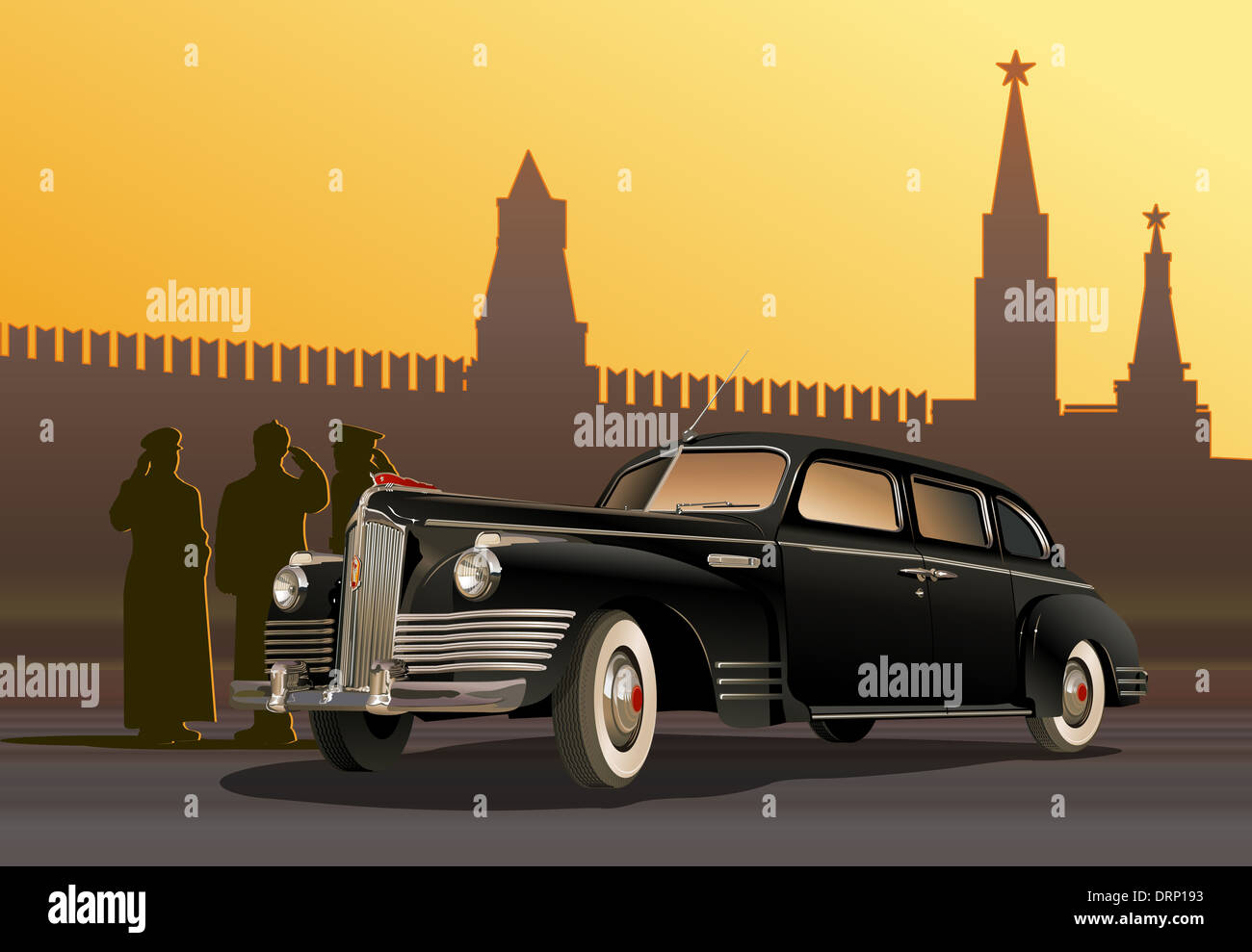 Limousine retro détaillées Banque D'Images