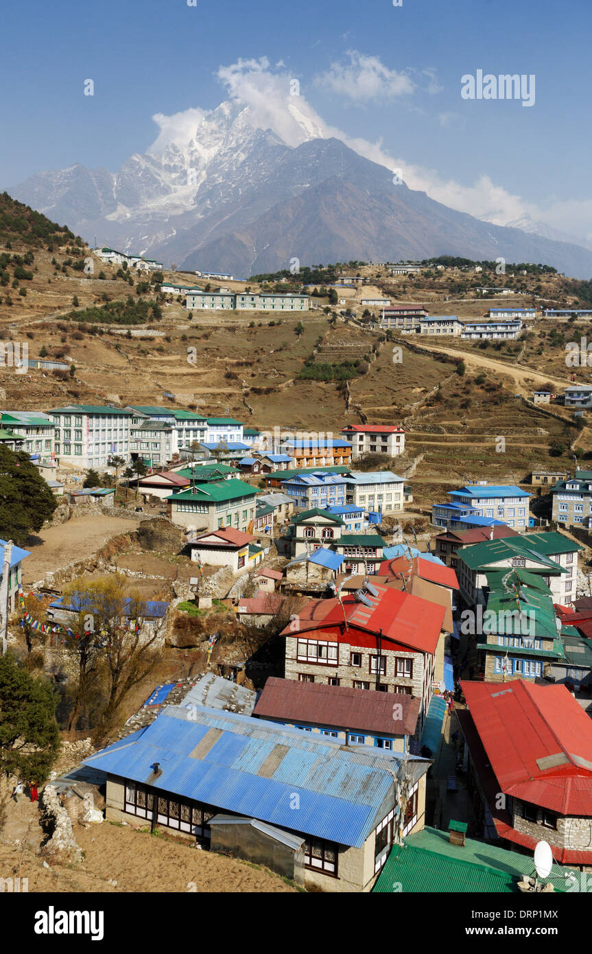 Namche Bazar, la capitale de la région de Khumbu au Népal Banque D'Images