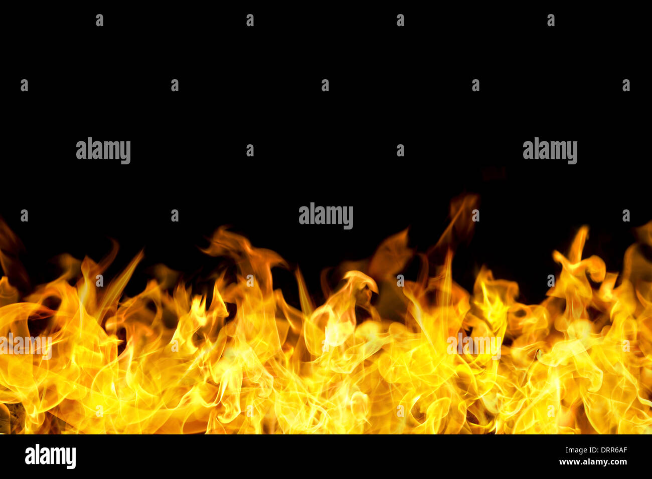 Fire flames frontière en forme de bannière Banque D'Images