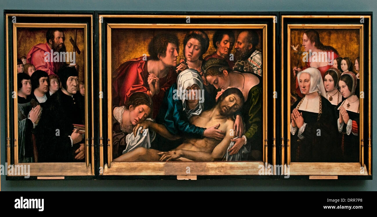 La mise au tombeau du Christ Philippe Triptyque Haneton par Bernaert van Orley Barend van Brussel - Belgique flamande 1491-1542 Belgique Banque D'Images