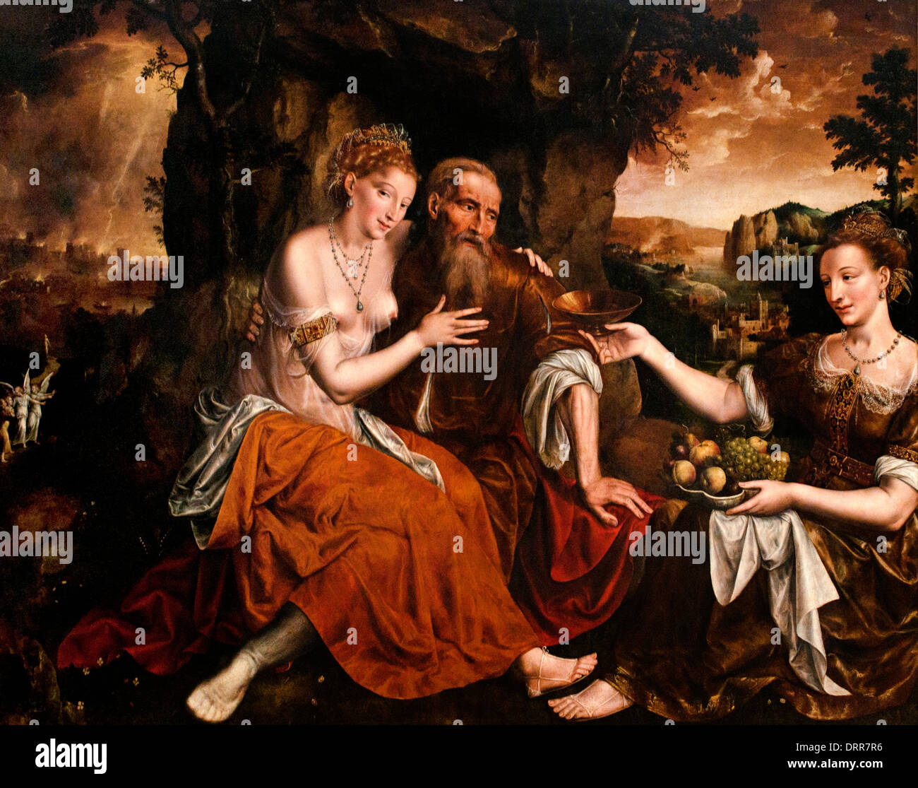 Lot et ses filles par Jan Matsys ( Massys Metsys Matsijs) 1510 -1575 Belgique belge flamande Banque D'Images