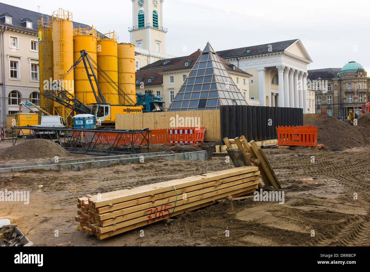 Tram souterrain construction site Karlsruhe Baden-Württemberg Allemagne Banque D'Images