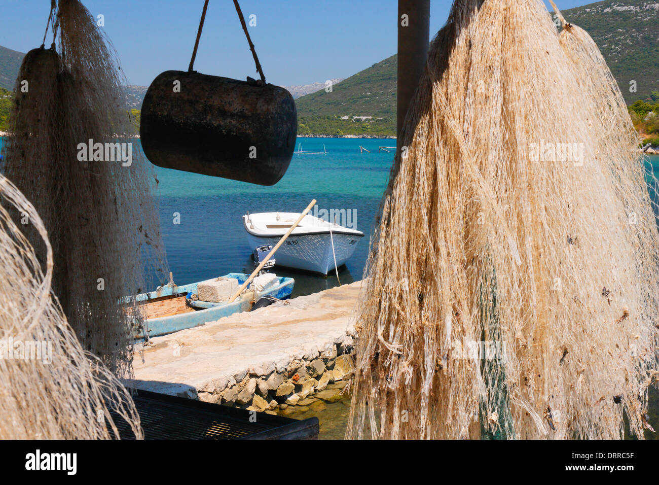Ston, presqu'île de Peljesac. Dalmatie, Croatie. Banque D'Images