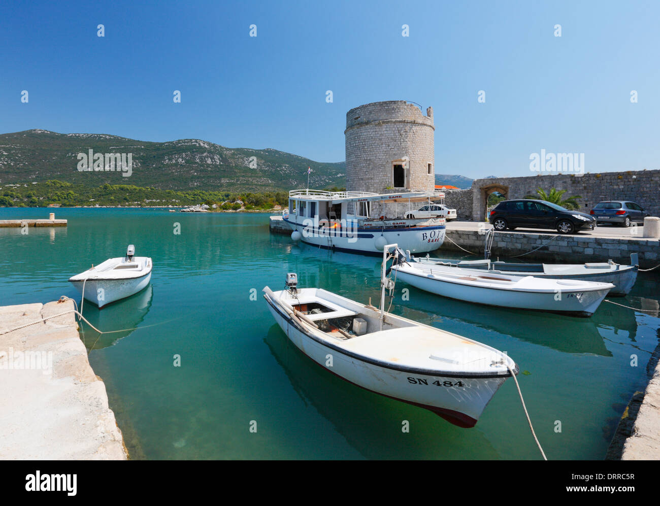 Ston, presqu'île de Peljesac. Dalmatie, Croatie. Banque D'Images