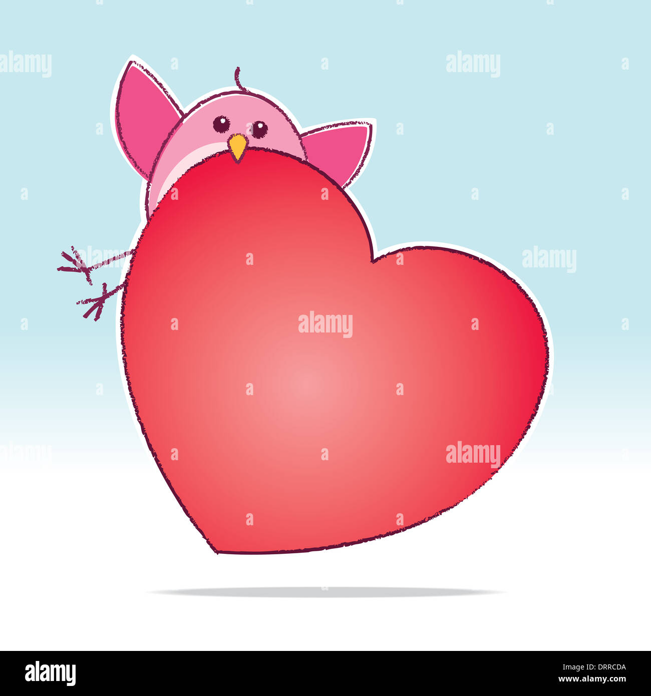 L Amour Rose Bird Transportant Un Gros Cœur Rouge Sur Un Fond Degrade Bleu Photo Stock Alamy