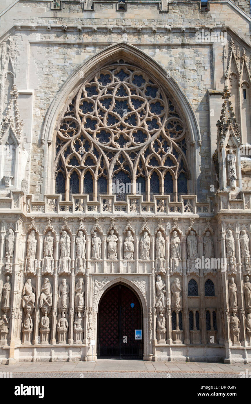 Avant de l'ouest de la cathédrale d'Exeter, Devon Banque D'Images