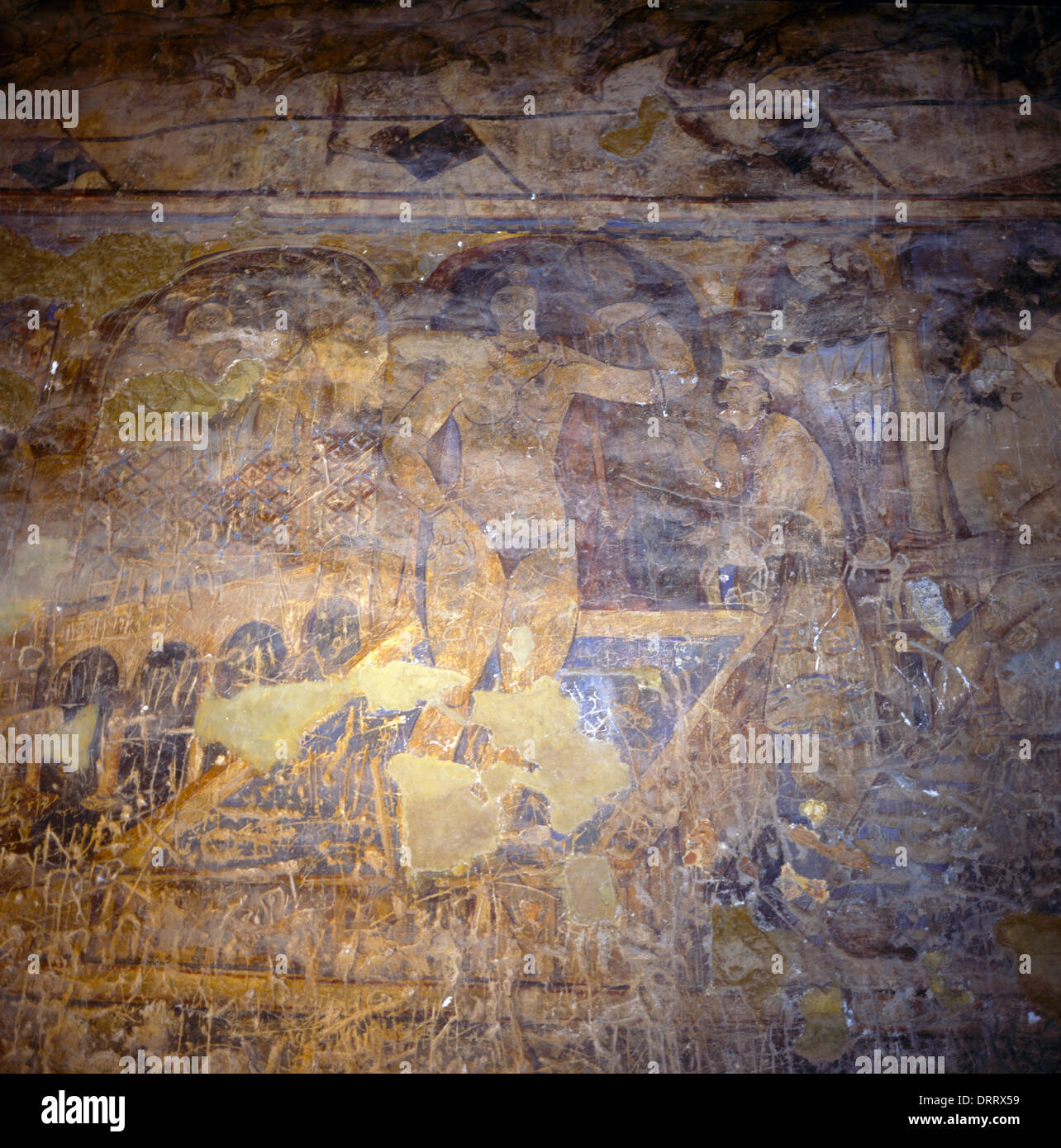 Qusayr Amra Jordanie bains omeyyades construit dans le désert par le calife Walid I 700-715 Fresque de femme sur le mur de l'allée latérale Banque D'Images