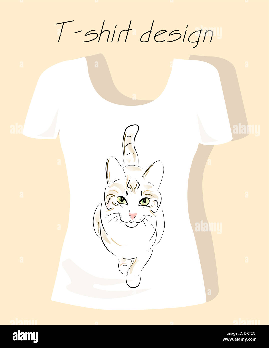 T-shirt avec silhouette contour design cat Banque D'Images