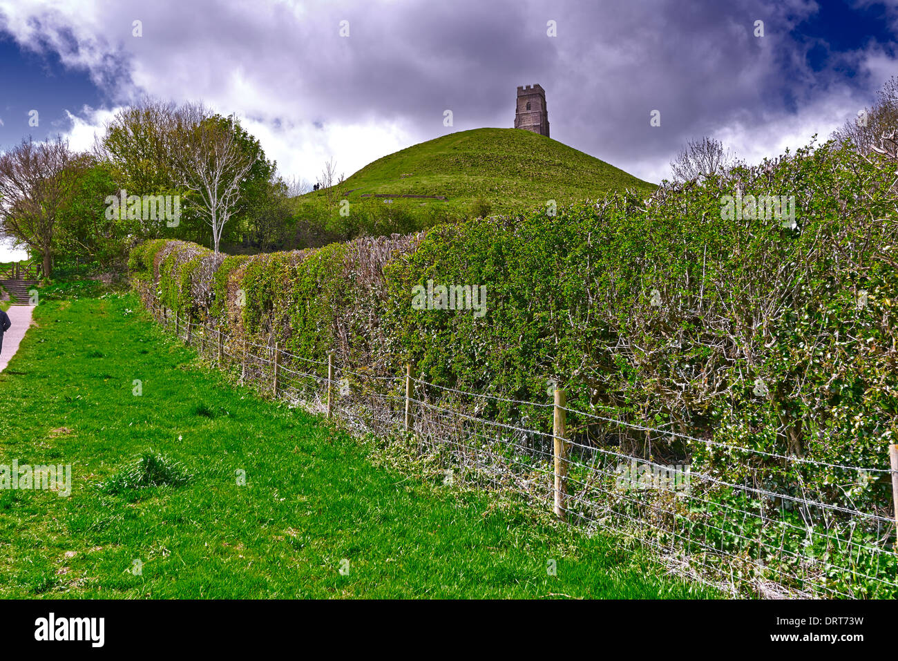 St Michael's Tower sur Tor de Glastonbury est situé dans la ville de Glastonbury dans le Somerset au sud-ouest de l'Angleterre Banque D'Images