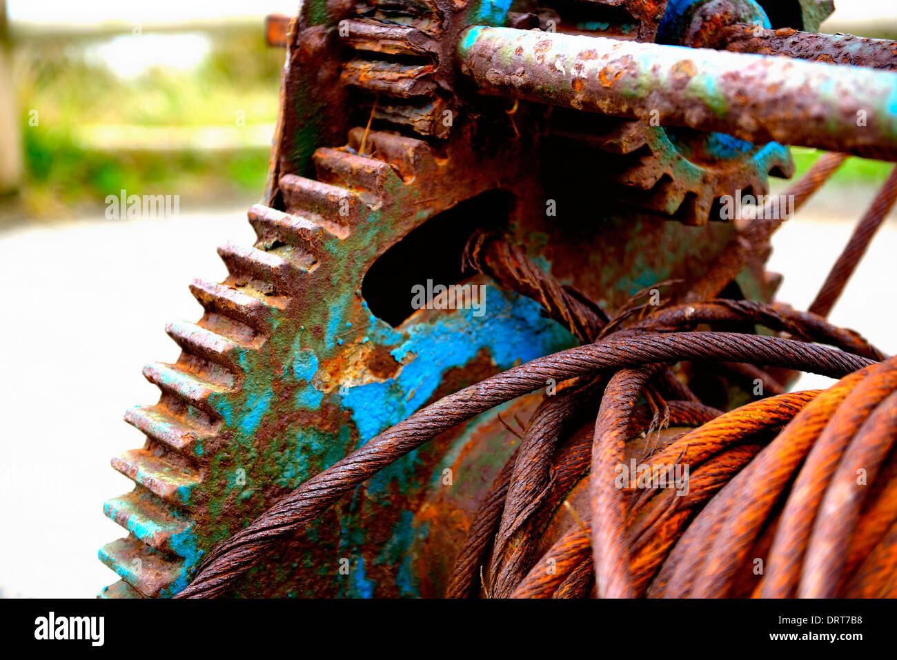Détail de l'old rusty gears, roues de transmission. Banque D'Images
