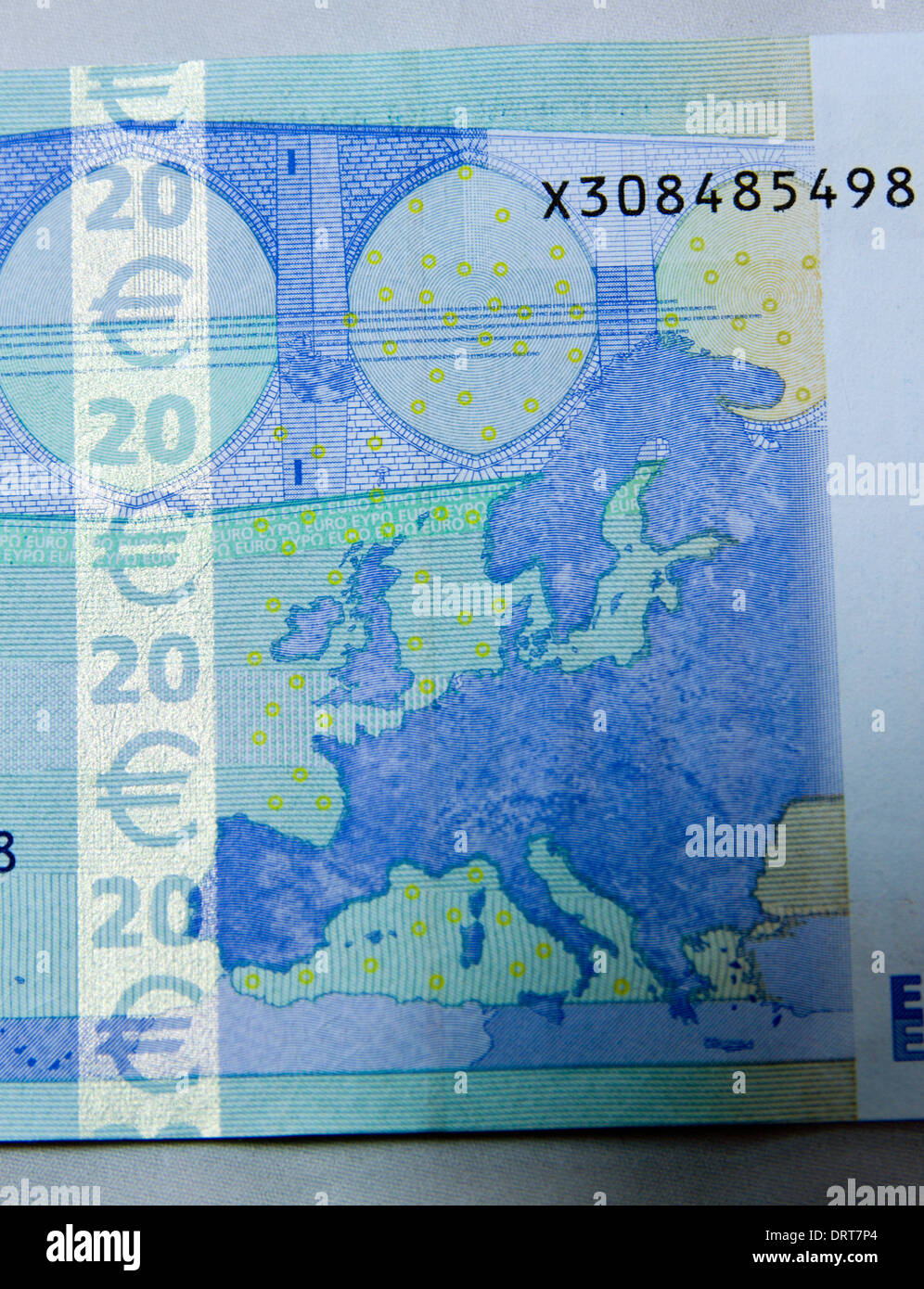 Close up détails de vingt Euro note. Banque D'Images