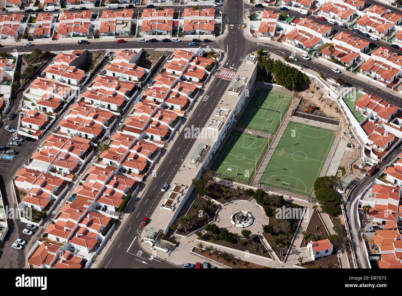 Vue aérienne Rues de Abades, Tenerife, Espagne Banque D'Images