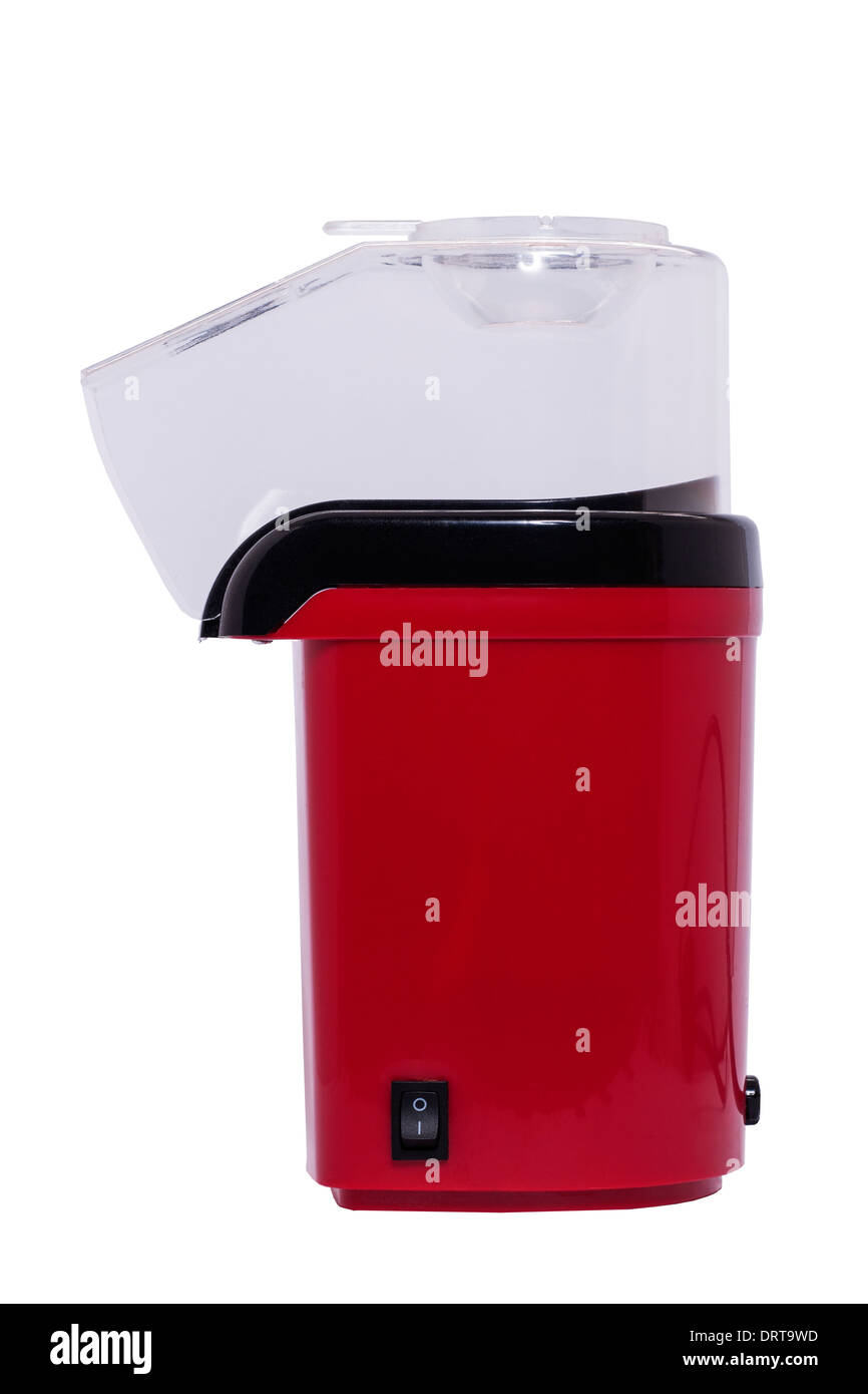 Une machine à popcorn électrique sur un fond blanc Banque D'Images
