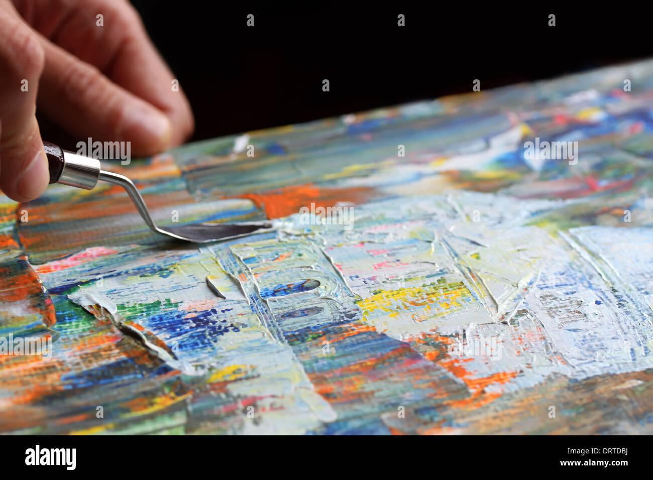 Art peinture avec couteau à palette Banque D'Images