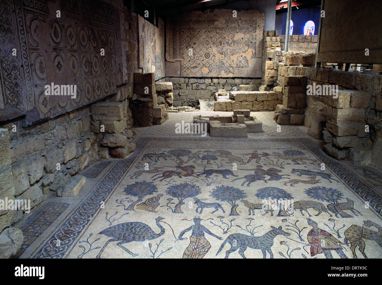 Mount Nebo Jordan Memorial Église de Moïse Mosaïque dans le Diaconicon-Baptistère Banque D'Images