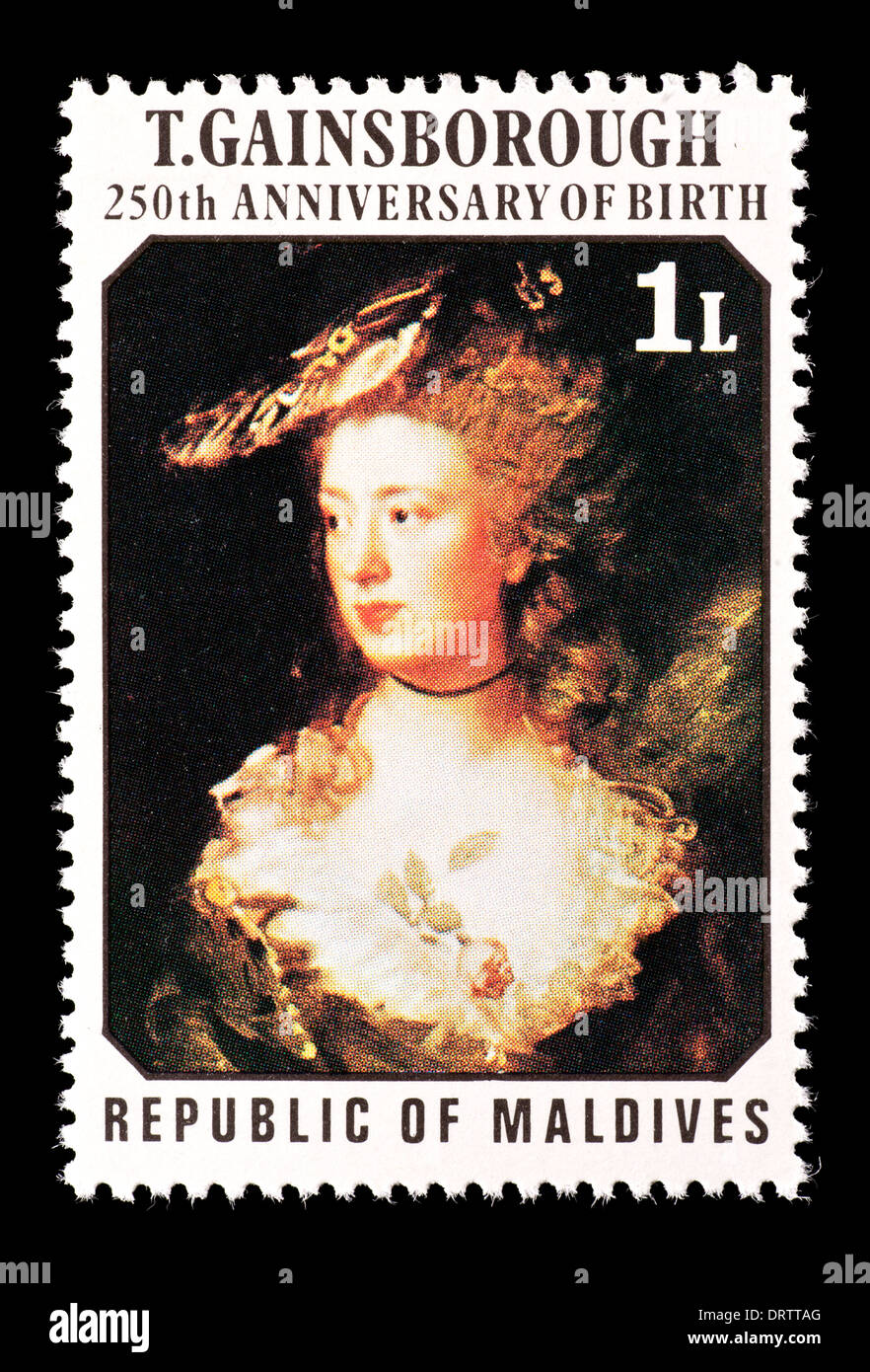 Timbre-poste de la Maldives illustrant la peinture de Thomas Gainsborough Banque D'Images
