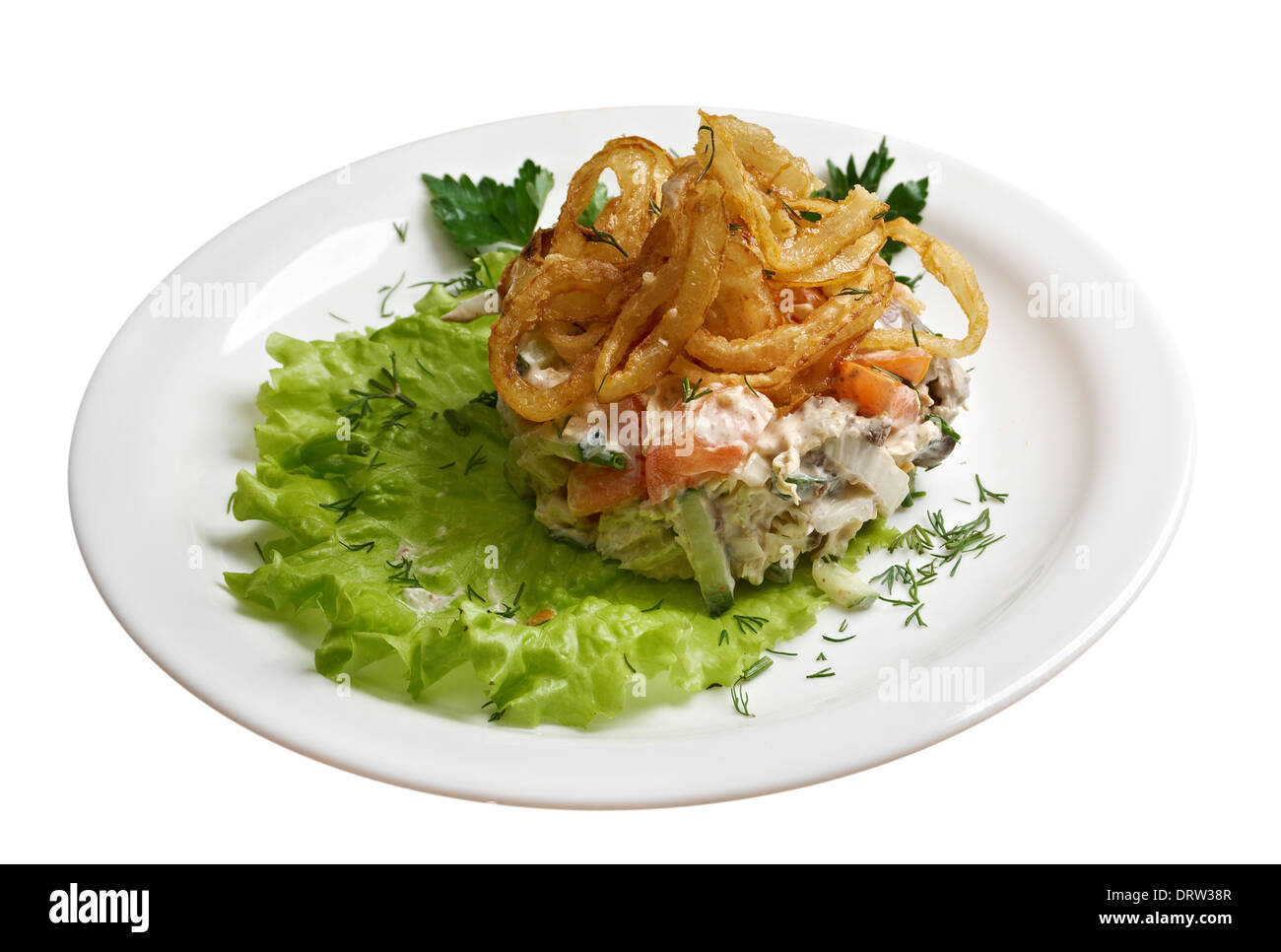 Une salade de viande avec légumes.isolé Banque D'Images