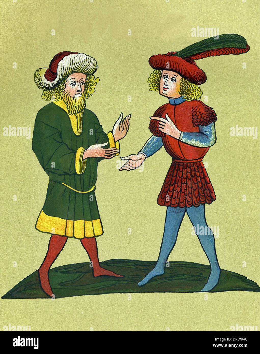 Illustration de Parzival, 13ème siècle poème épique sur Golden Knight Parzival (à gauche) et sa quête de Graal Banque D'Images