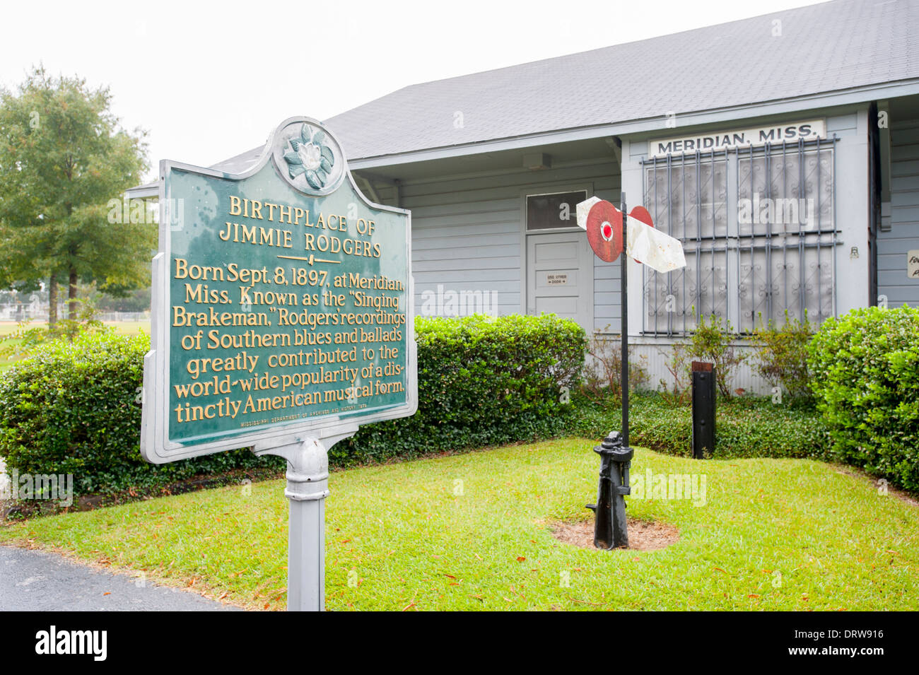 USA Mississippi MS Meridian de naissance de la chanteuse de country Jimmie Rodgers Banque D'Images