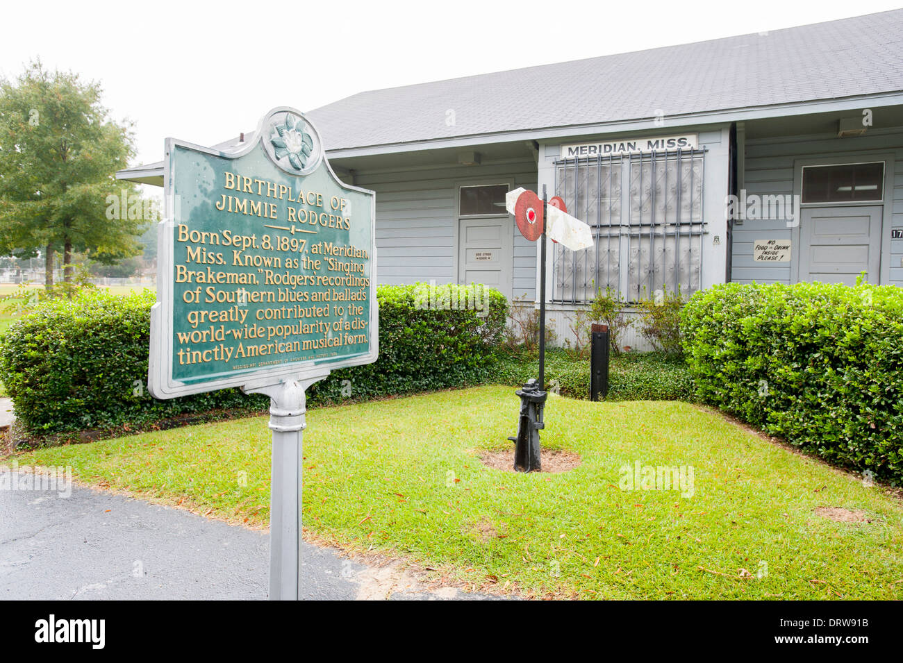 USA Mississippi MS Meridian de naissance de la chanteuse de country Jimmie Rodgers Banque D'Images