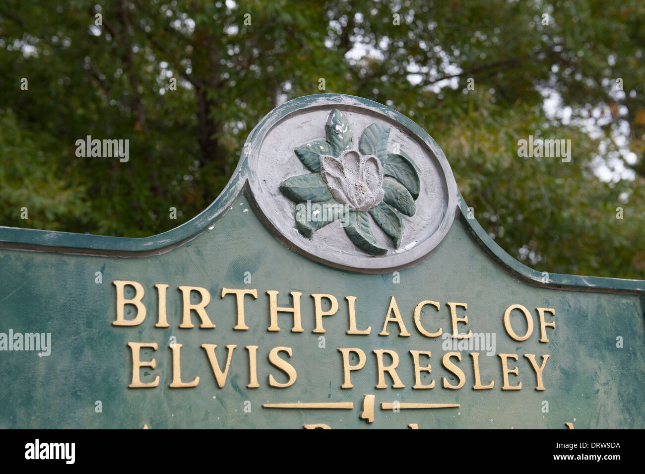 USA Mississippi MS Miss Elvis Presley Tupelo berceau accueil signe de naissance Banque D'Images