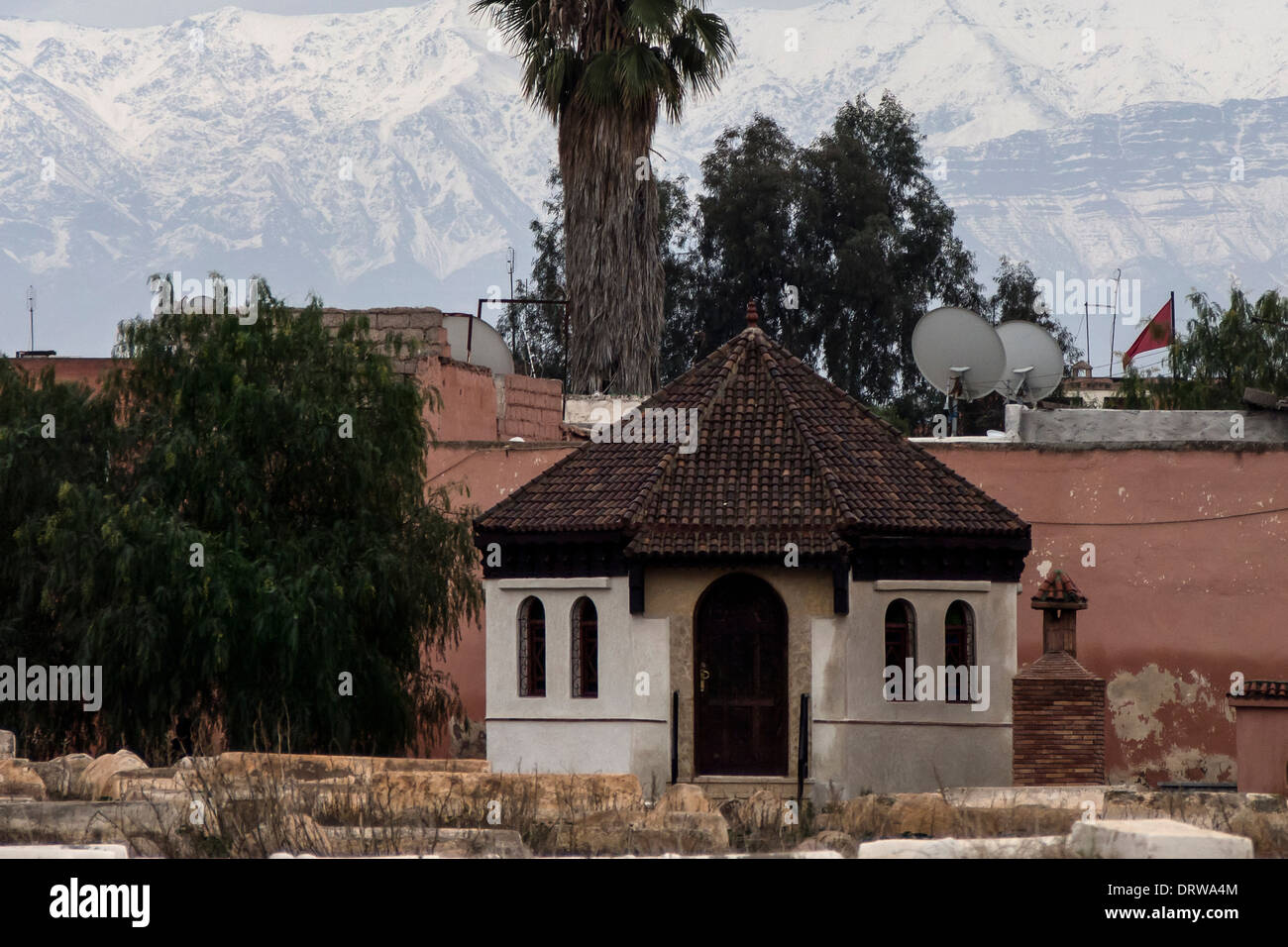 MARRAKECH, MAROC - 22 JANVIER 2014 : cimetière juif (Miaara) dans le quartier Mellah de la Médina Banque D'Images