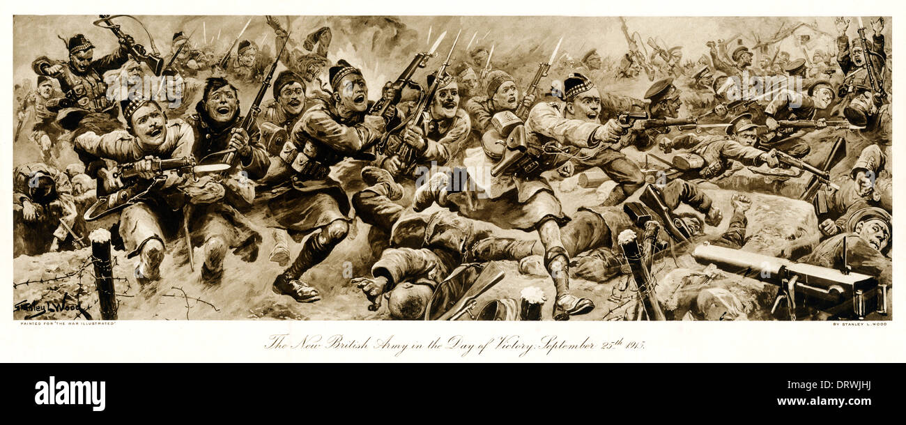 Bataille de Loos, 1915 Illustration de la charge de la divisions écossais qui s'est le village dans le Nord de la France Banque D'Images