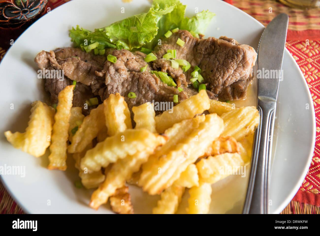 La nourriture de restaurant touristique zone d'Angkor, Siem Reap, Cambodge Banque D'Images