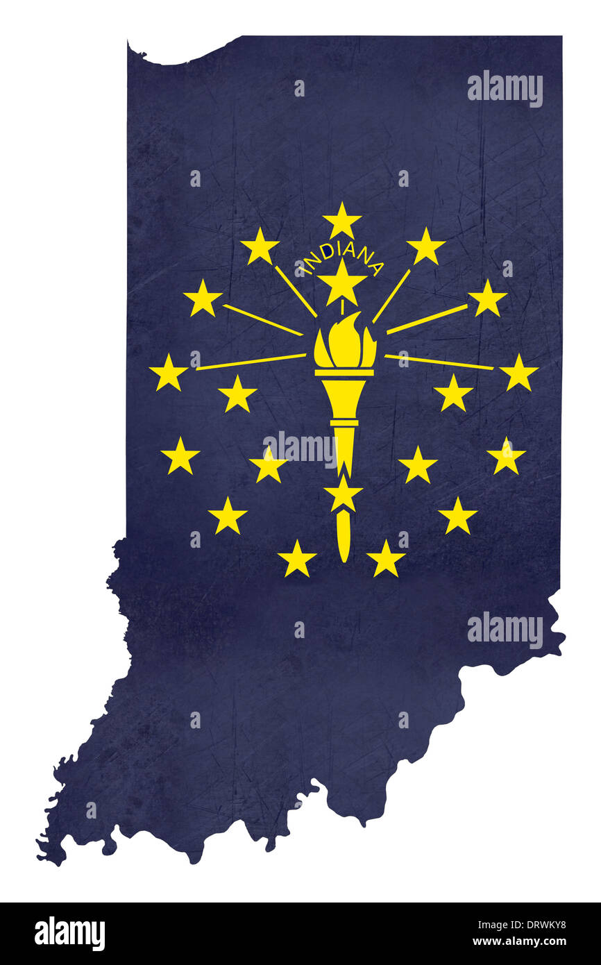 État de l'Indiana Grunge flag site isolé sur un fond blanc), États-Unis Banque D'Images