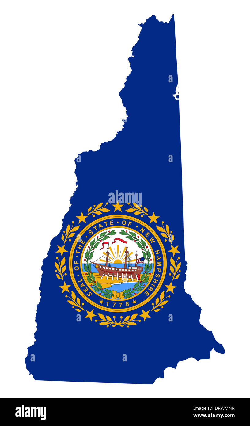 État de New Hampshire carte pavillon isolé sur un fond blanc), États-Unis Banque D'Images