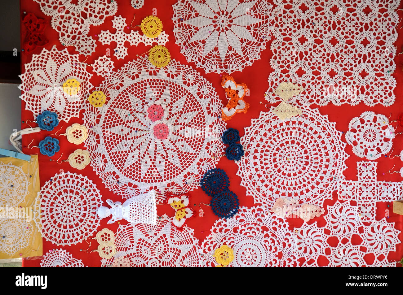 Travaux d'art de la dentelle en l''île de Pag, Croatie Banque D'Images