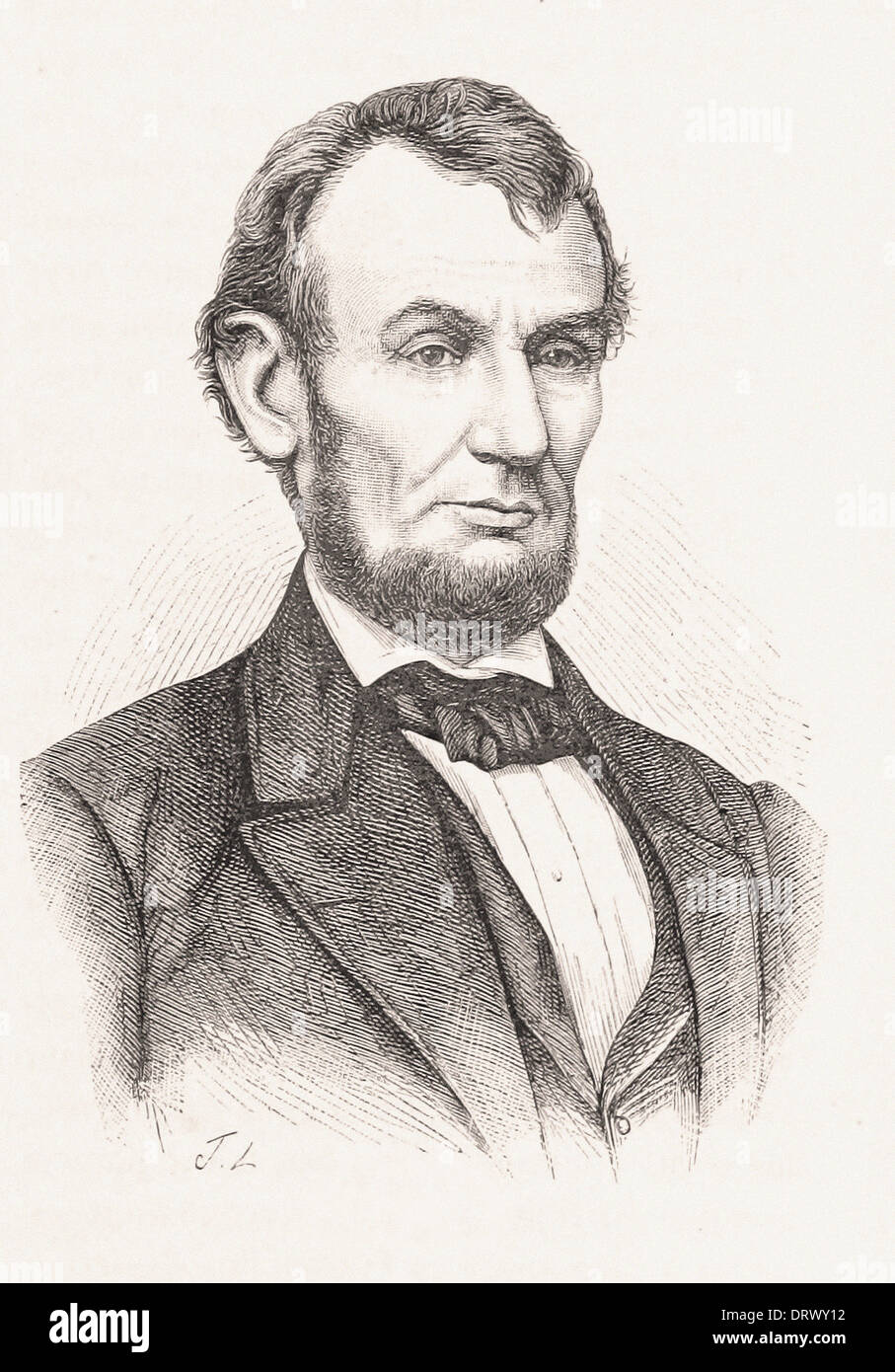 Portrait d'Abraham Lincoln - gravure XIX ème siècle français Banque D'Images