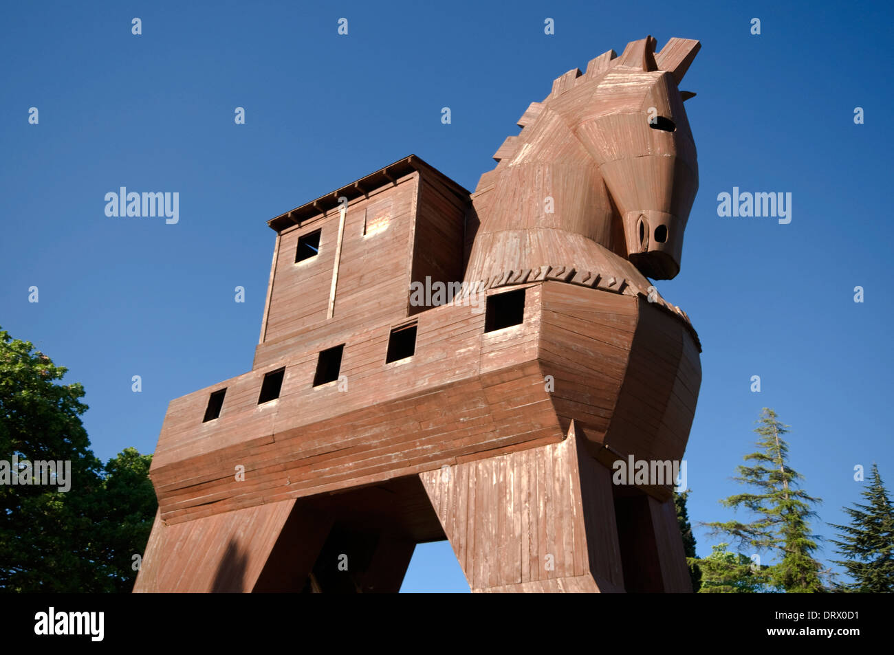 L'Asie, la Turquie, au nord de la mer Égée, Troy, un modèle du cheval de Troie Banque D'Images