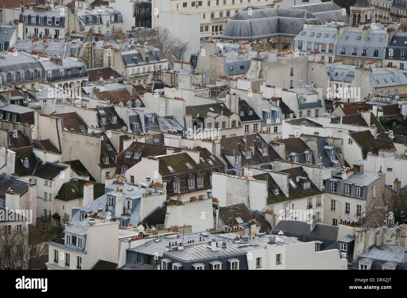 Toits typiques des immeubles parisiens, Paris, France. Banque D'Images