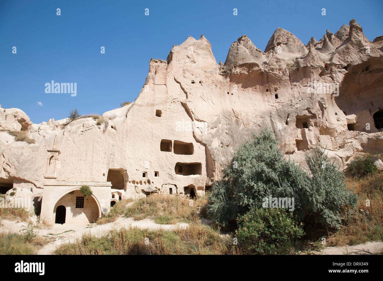 Les formations géologiques, mosquée, musée en plein air de Zelve, Cappadoce, Anatolie, Turquie, Asie Banque D'Images