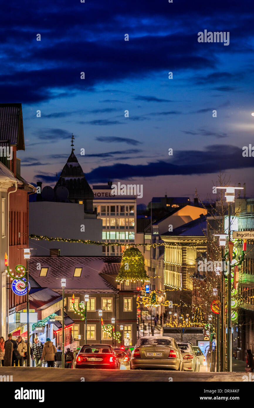 Le temps de Noël, Reykjavik, Islande Banque D'Images