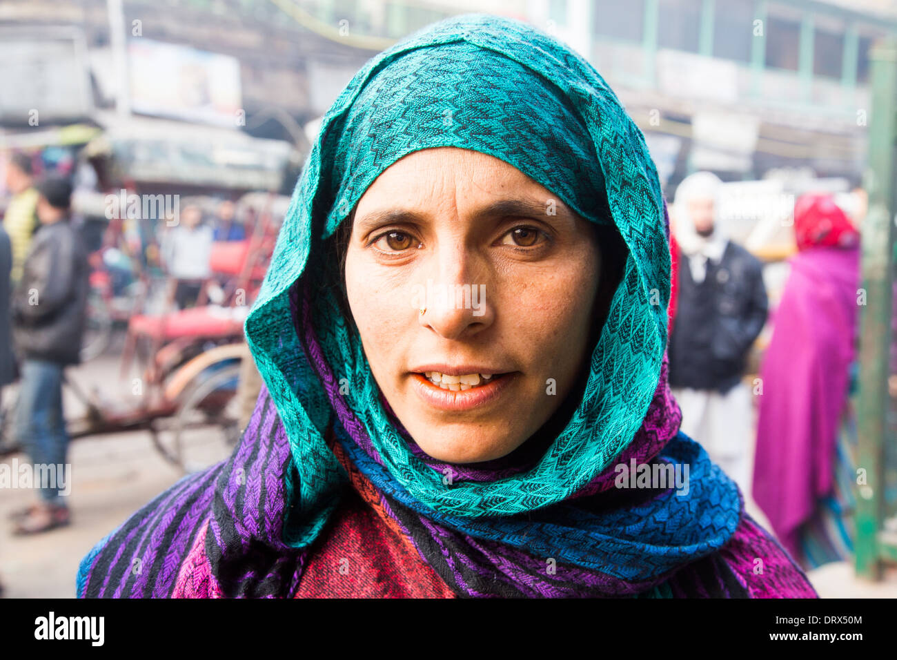 Femme musulmane dans Old Delhi, Inde Banque D'Images