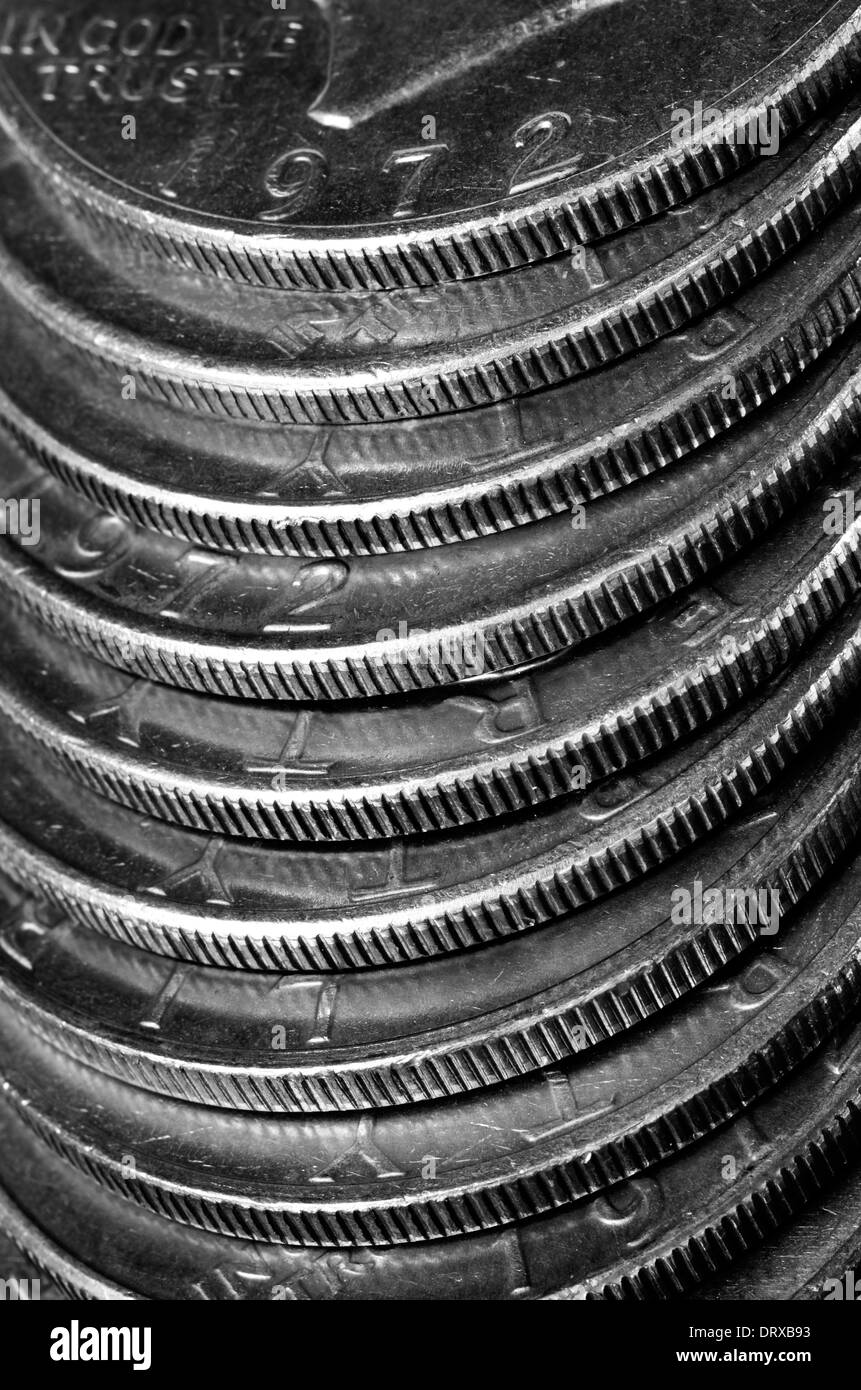 Pièces d'argent l'argent américain avec des mots en Dieu Nous avons confiance Banque D'Images