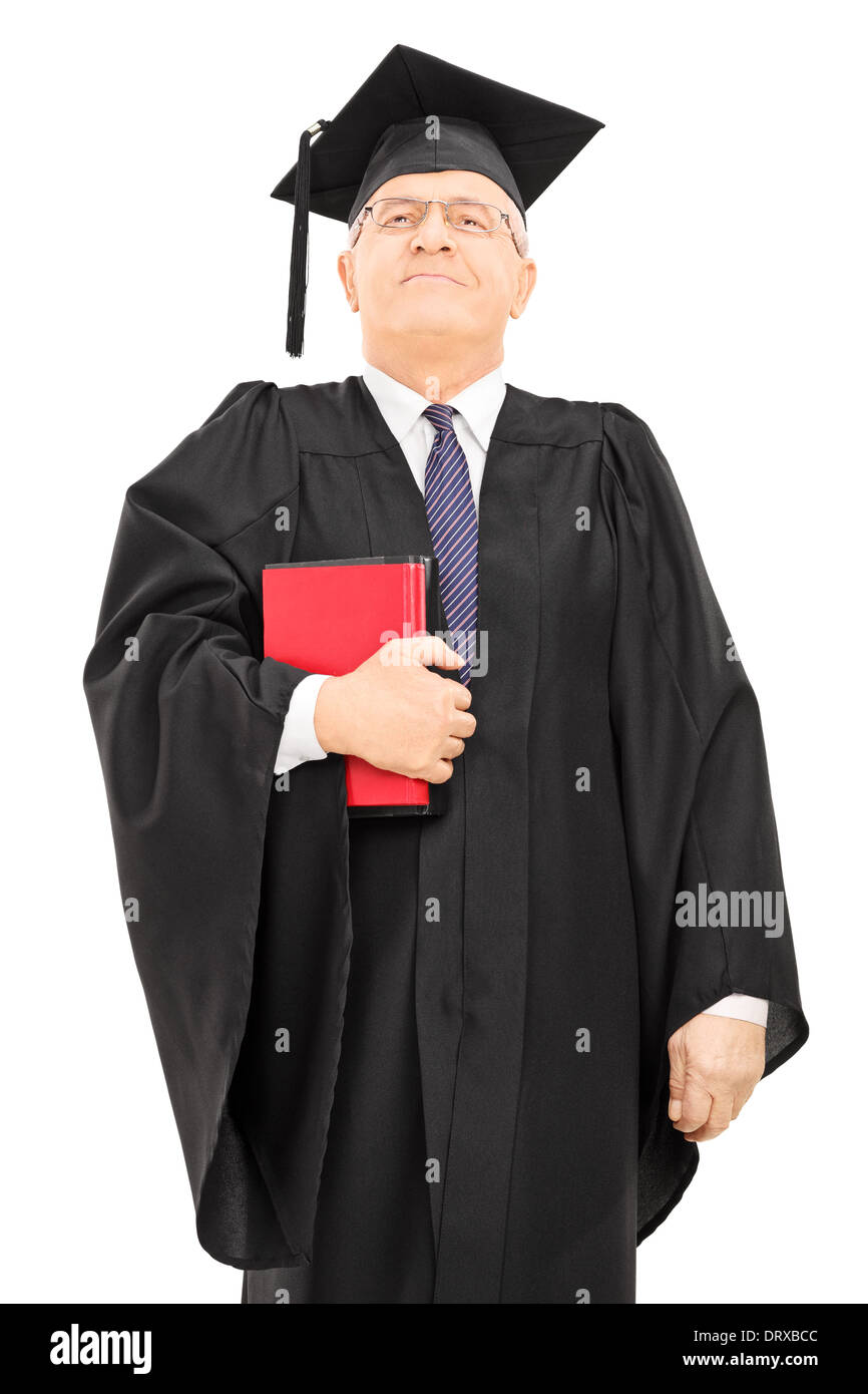 Professeur de collège d'hommes fiers et debout holding books Banque D'Images