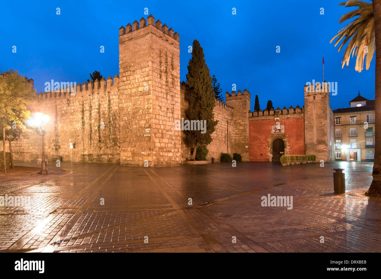 Murs de l'Alcazar Royal, Séville, Andalousie, Espagne, Europe Banque D'Images