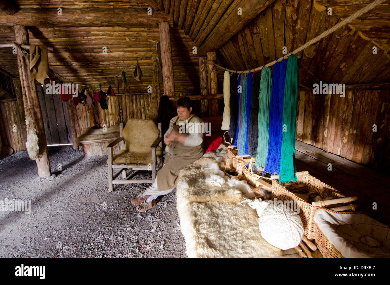 Le Canada, Terre-Neuve, L'Anse aux Meadows. Norstead Village Viking, réplique de Chieftain's Hall. Banque D'Images