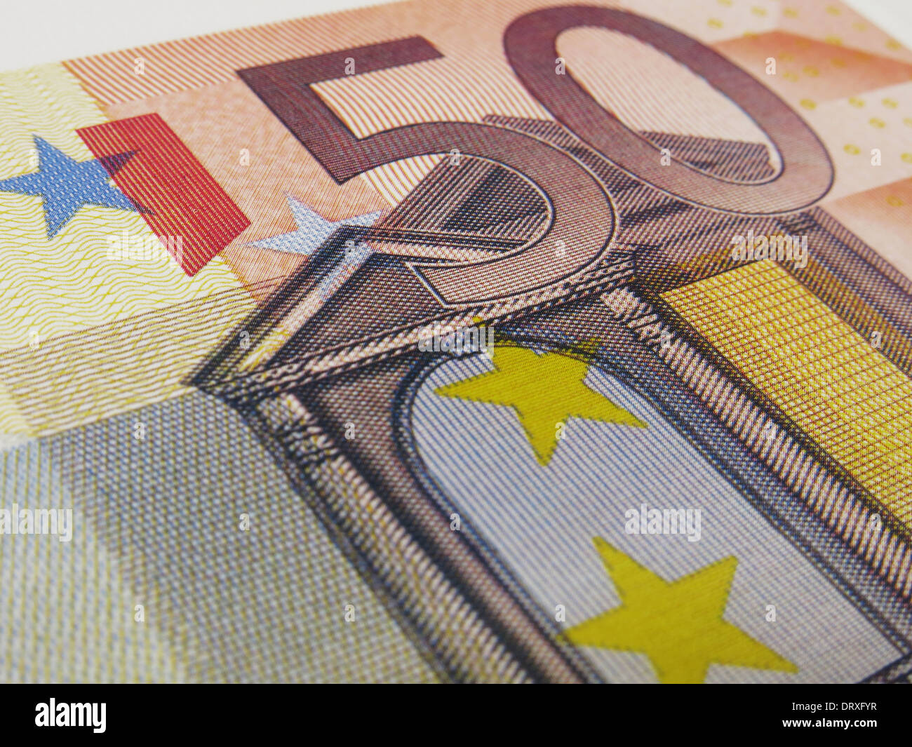 Gros plan d'une note de 50 euros. Banque D'Images