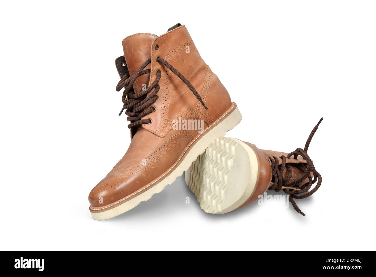 Chaussures de randonnée isolated over white with clipping path. Banque D'Images
