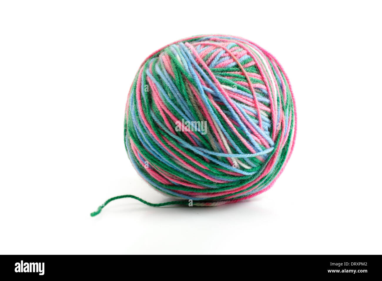 Melange balle de laine sur un fond blanc Banque D'Images