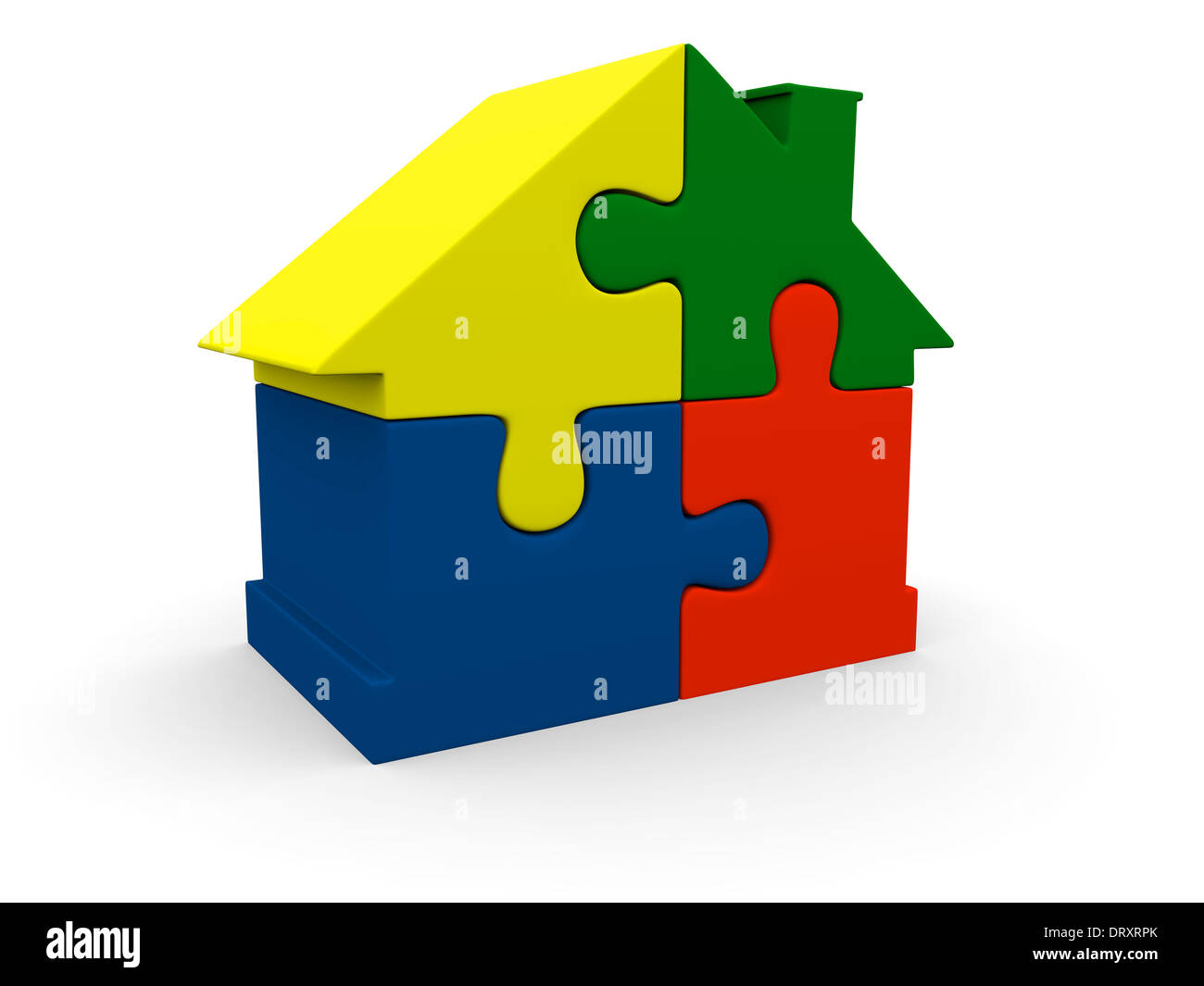 Maison colorée faite de symbole quatre pièces de puzzle Banque D'Images